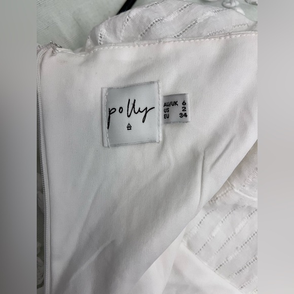 Princess Polly Off the Shoulder Puff Sleeve Eyelet Dress Size US 2 - Picture 9 of 10